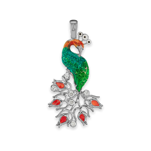 Peacock  Charm with CZ's (52 x 26mm)