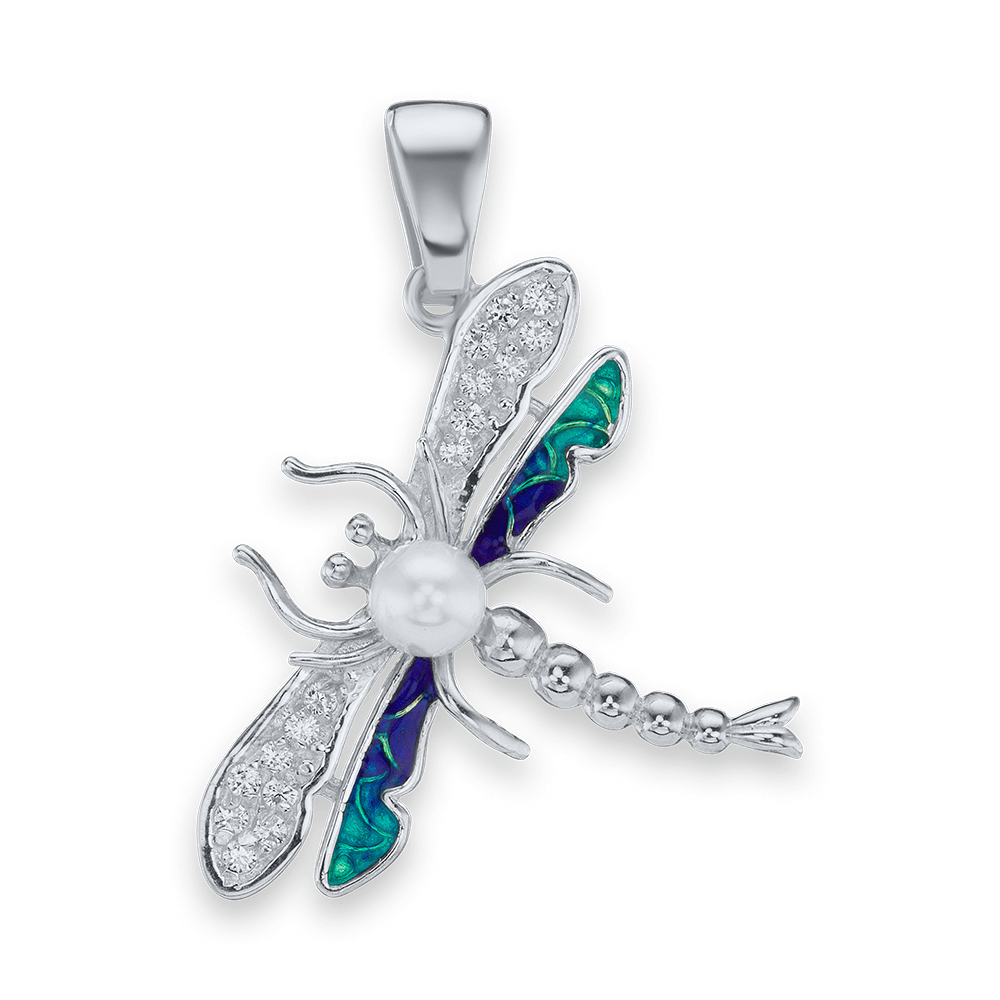 Dragonfly Charm with CZ's (27 x 21mm)