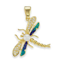 Load image into Gallery viewer, Dragonfly Charm with CZ&#39;s (27 x 21mm)
