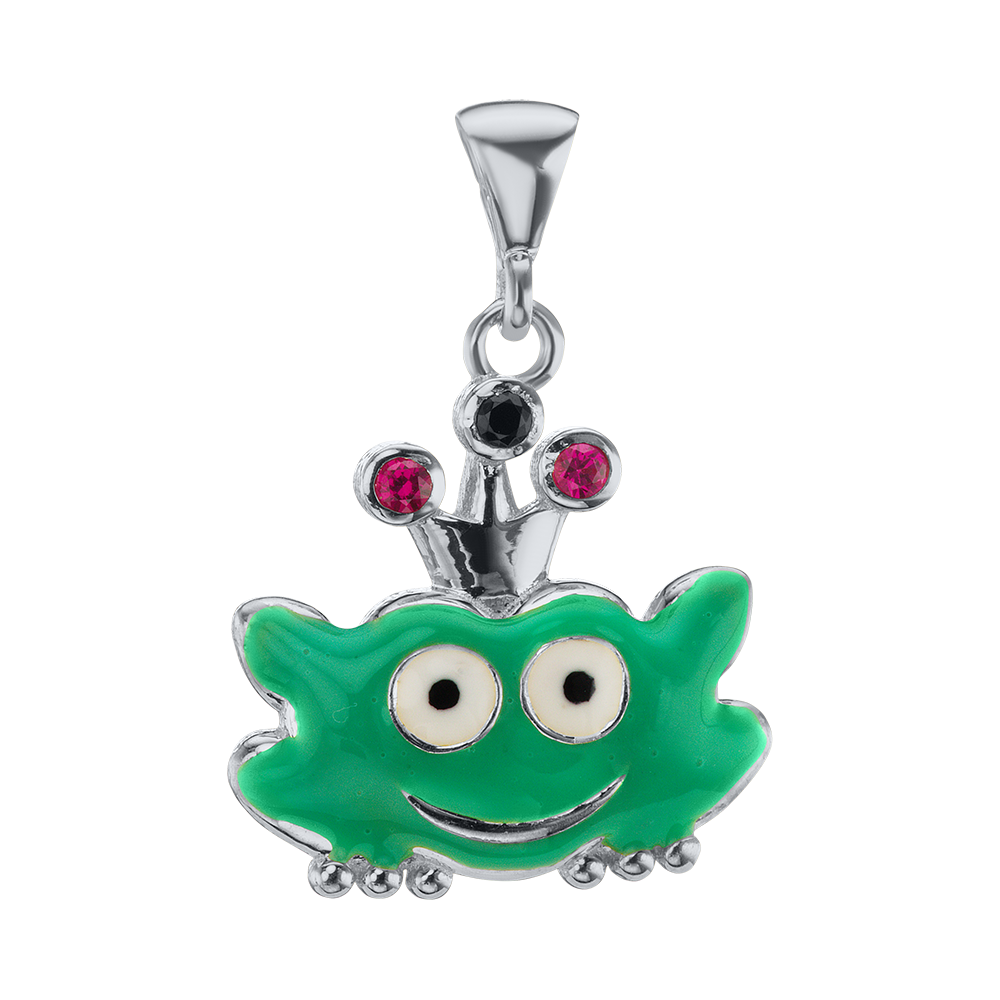 Little Frog Enamel Charm with CZ's (21 x 15mm)