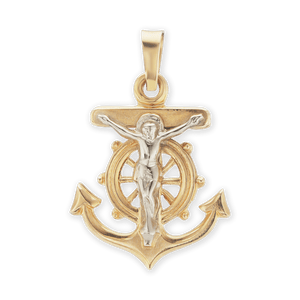 ITI NYC Mariner Anchor Crucifix Pendant in 14K Gold