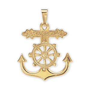 ITI NYC Mariner Anchor Cross Pendant in 14K Gold