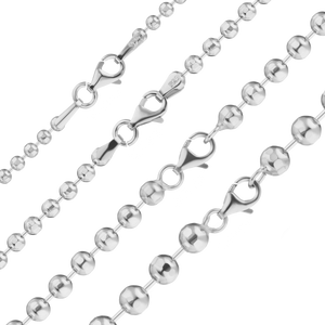 Broadway Bead Chain Anklet in Sterling Silver