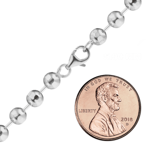 Broadway Bead Chain Anklet in Sterling Silver
