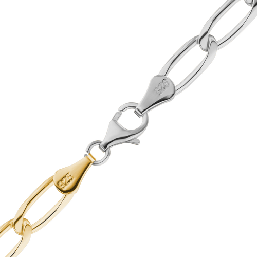 East Bowery Curb Chain Necklace in Sterling Silver 18K Gold Two Tone Finish