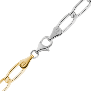 East Bowery Curb Chain Necklace in Sterling Silver 18K Gold Two Tone Finish