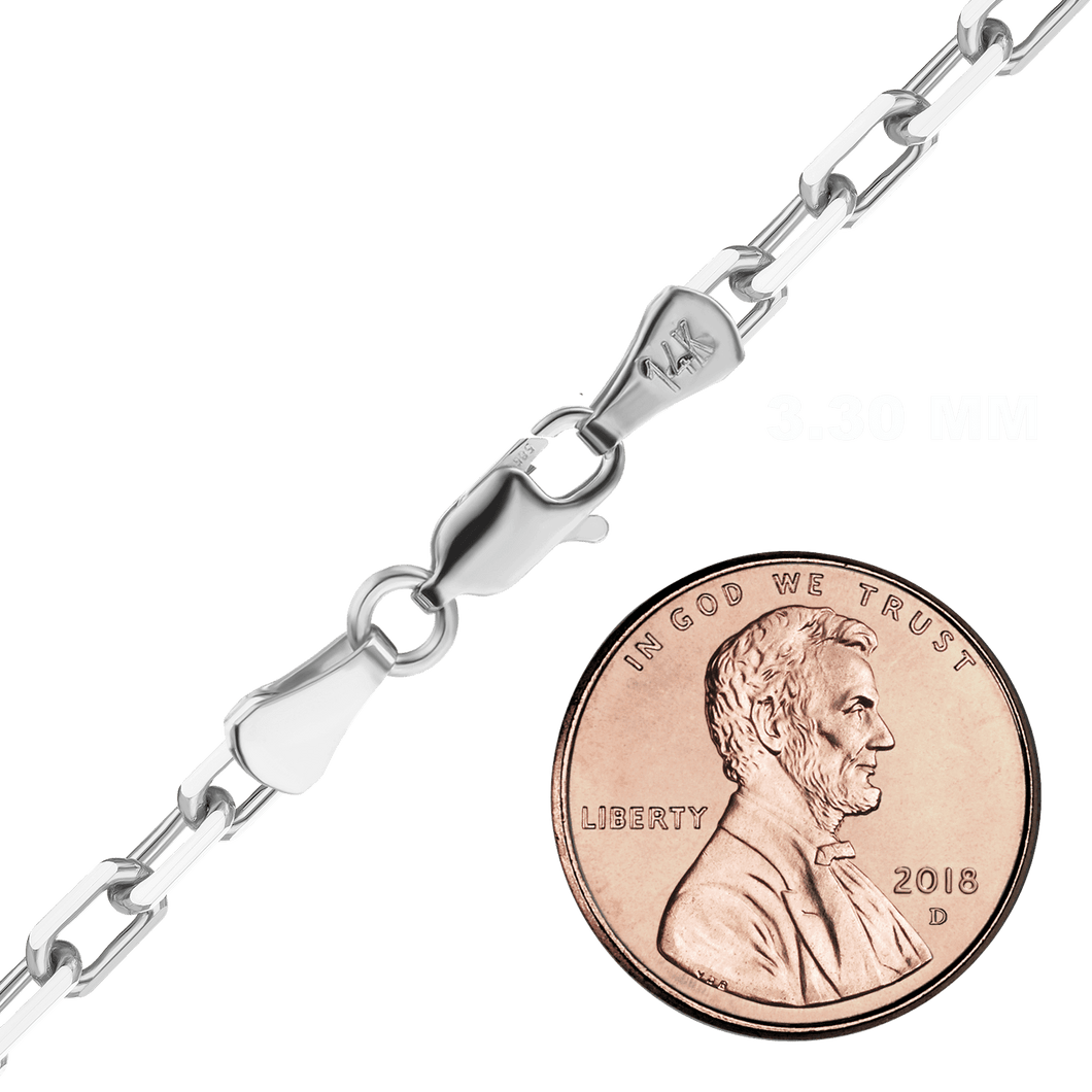 Essex St. Elongated Cable Chain Anklet in 14K White Gold