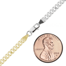 Load image into Gallery viewer, Bowery Curb Chain Necklace in Sterling Silver 18K Yellow Gold Two Tone Finish
