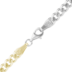 Bowery Curb Chain Necklace in Sterling Silver 18K Yellow Gold Two Tone Finish