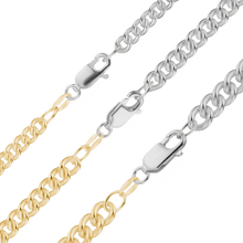 Load image into Gallery viewer, Chrystie St. Curb Chain Necklace in Sterling Silver 18K Yellow Gold Two Tone Finish
