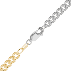 Chrystie St. Curb Chain Necklace in Sterling Silver 18K Yellow Gold Two Tone Finish