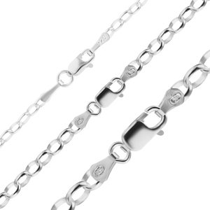 Oval Soho Rolo Chain Anklet in Sterling Silver