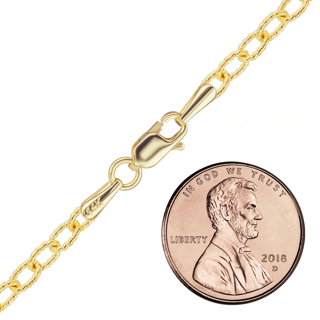 Trinity Pl. Textured Cable Chain Anklet in 14K Yellow Gold