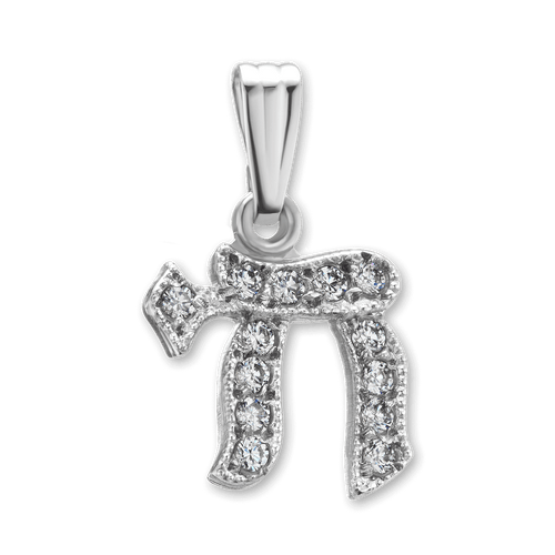 ITI NYC Chai Pendant with Cubic Zirconia in Sterling Silver