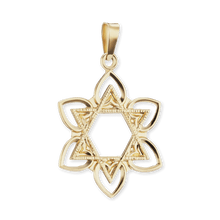 Load image into Gallery viewer, ITI NYC Star of David with Flower Pendant in 14K Gold
