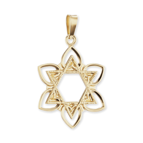 ITI NYC Star of David with Flower Pendant in 14K Gold