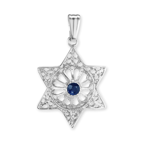 ITI NYC Star of David Filigree Pendant with Cubic Zirconia in Sterling Silver