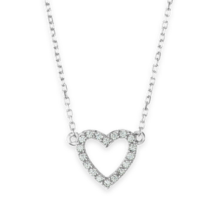 Open Heart Necklace in Sterling Silver (13 x 10mm)