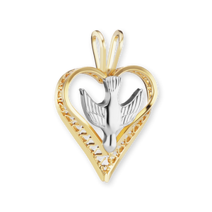 ITI NYC Heart Pendant with Holy Spirit Dove in 14K Gold