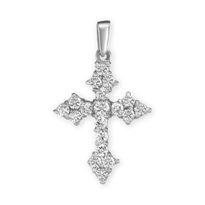 ITI NYC Trinity Cross Pendant with Cubic Zirconia in Sterling Silver
