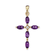 Load image into Gallery viewer, ITI NYC Marquise Cross Pendant with Purple Cubic Zirconia in Sterling Silver
