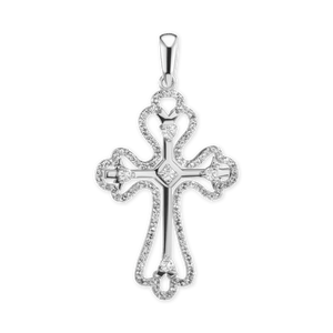 ITI NYC Trefoil Cross Pendant with Cubic Zirconia in Sterling Silver