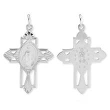 Load image into Gallery viewer, ITI NYC Cross Pendant with Miraculous Medallion in Sterling Silver
