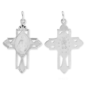 ITI NYC Cross Pendant with Miraculous Medallion in Sterling Silver