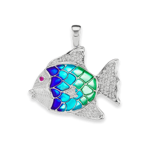 Fish Charm with CZ's (39 x 40mm)