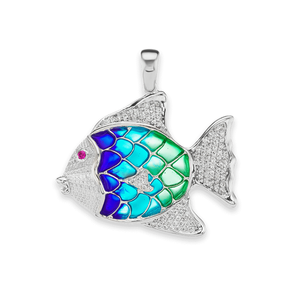 Fish Charm with CZ's (39 x 40mm)