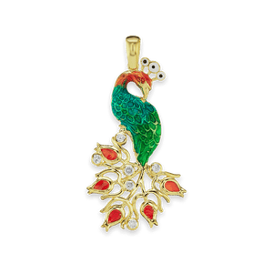 Peacock  Charm with CZ's (52 x 26mm)