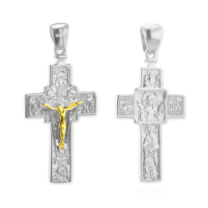 ITI NYC Byzantine Double-Sided Cross and Crucifix Pendant in Sterling Silver